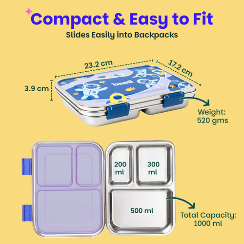 Basil Bento Neo 3-Compartment Lunchbox 1000 ml Super Swoosh