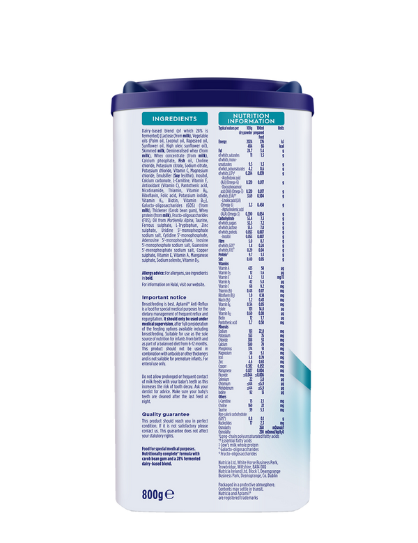 Aptamil Anti-Reflux Formula – From Birth to 12 Months, 800g