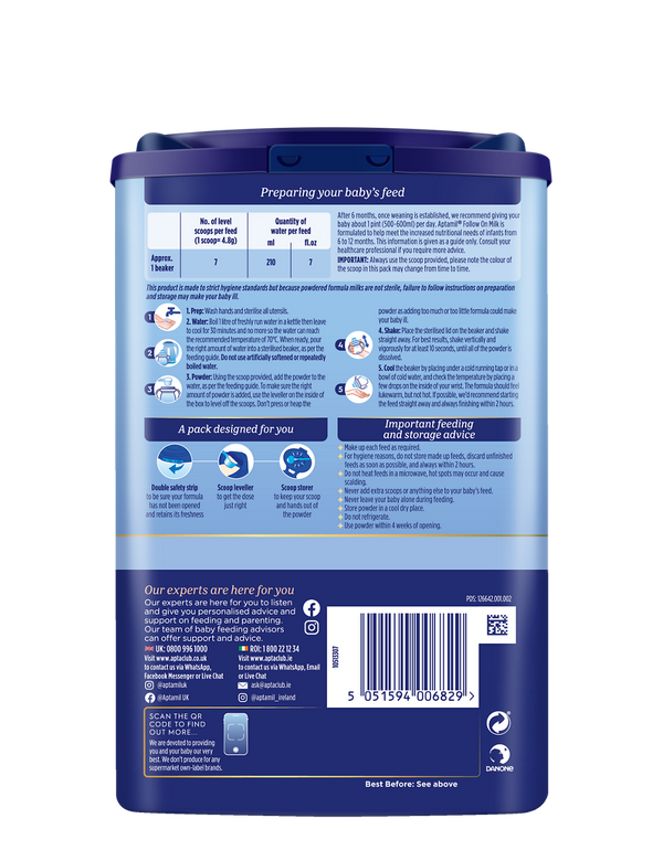 Aptamil Follow On Milk Stage 2 – 6–12 Months, 800g