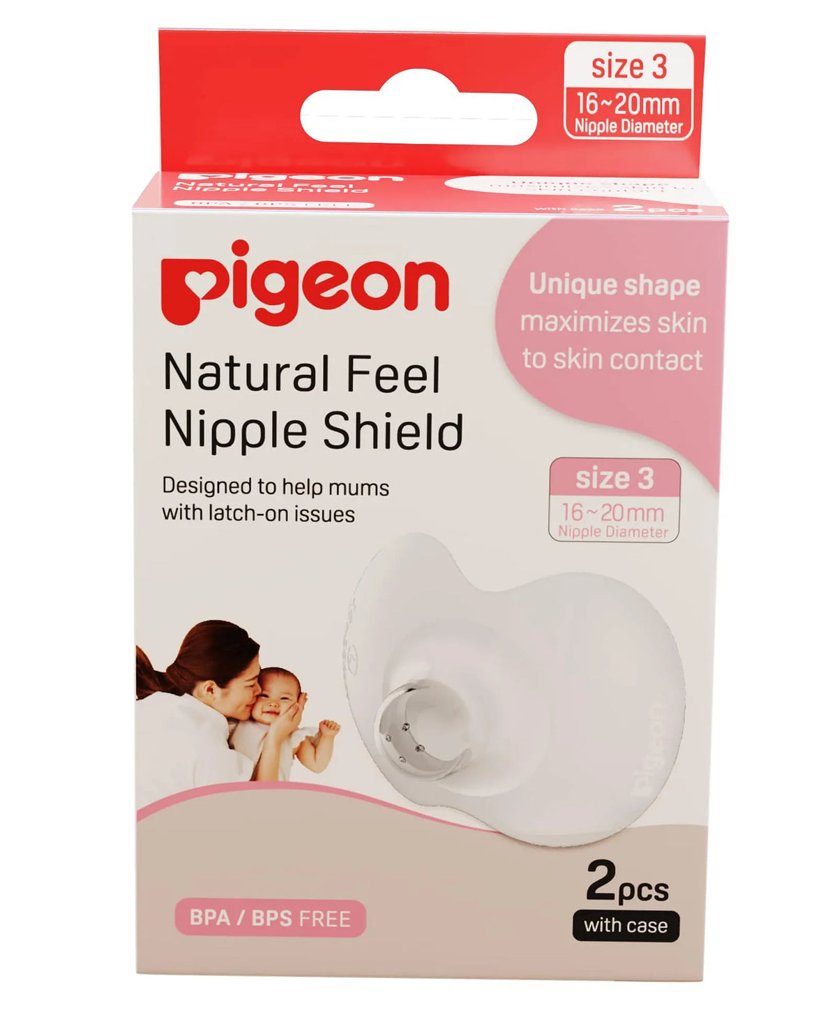 Pigeon Natural Feel Nipple Shield Size 3 with Case White