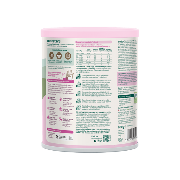 Nannycare First Infant Goat Milk Formula Stage 1 800g
