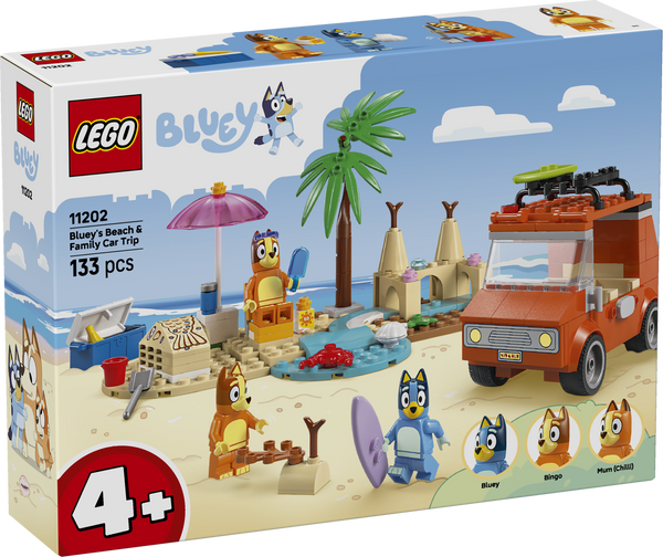 LEGO® Bluey: Bluey’s Beach & Family Car Trip, Preschool Toy Building Kit 11202 -4+