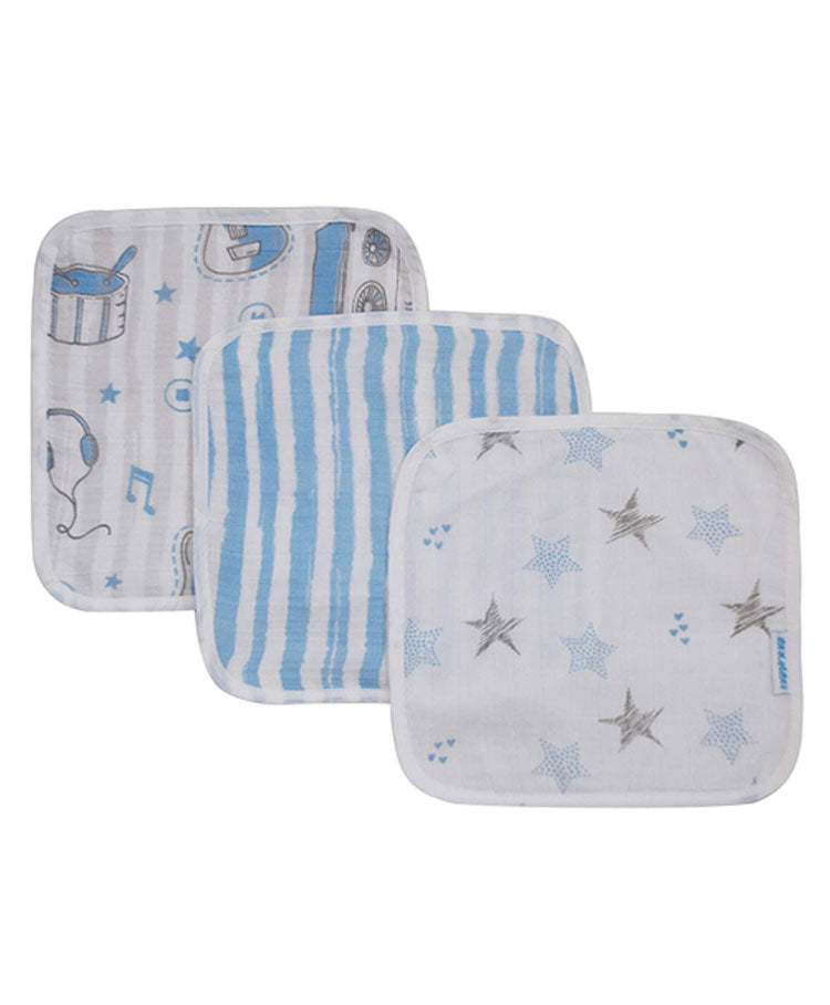 Abracadabra Cotton Muslin Baby Wipes – Rockstar, Set of 3