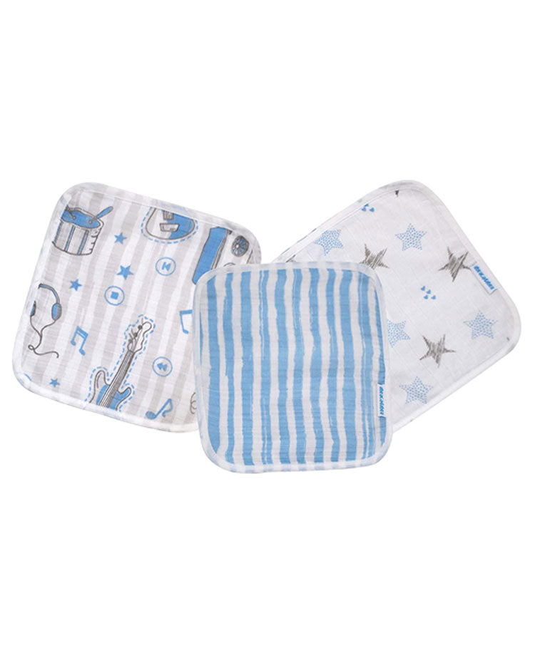 Abracadabra Cotton Muslin Baby Wipes – Rockstar, Set of 3