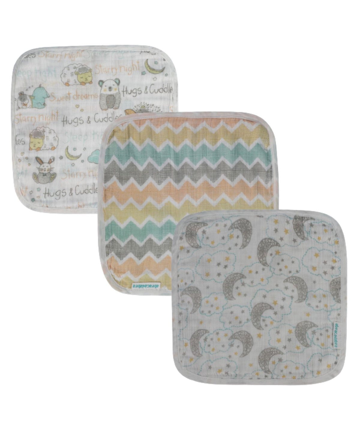 Abracadabra Muslin Baby Wipes – Sleepy Friends, Pack of 3