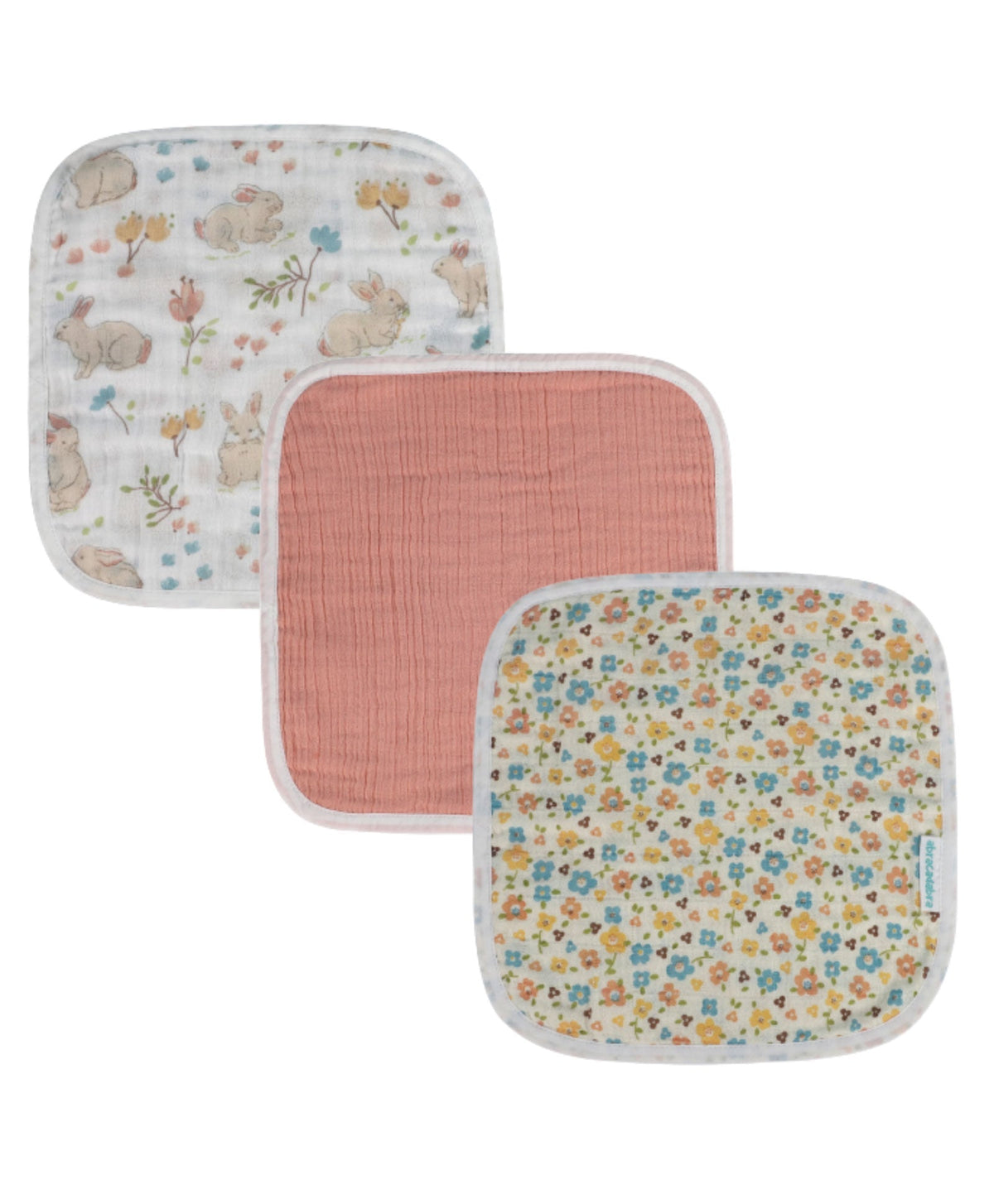 Abracadabra Cotton Muslin Baby Wipes – Bunny Garden, Pack of 3