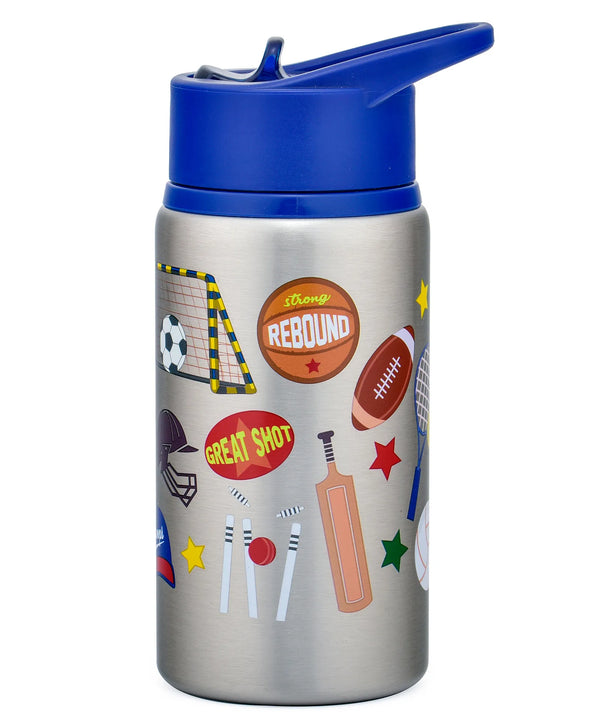 ONS Kids Stainless Steel Water Bottle Sports Theme Blue - 530 ml