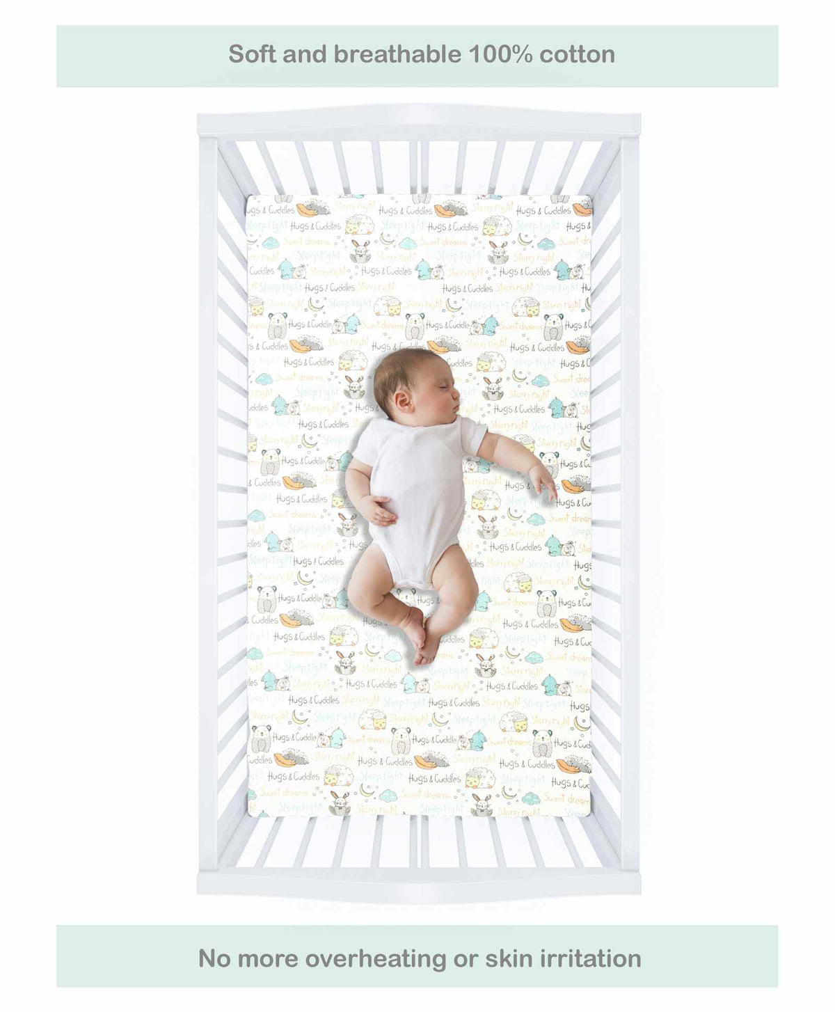 Abracadabra Sleepy Friends Cotton Flat Cot Sheets – Set of 2