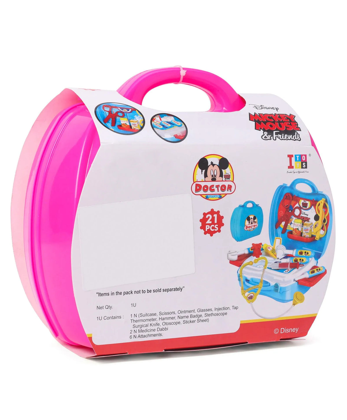 iToys Disney Mickey Mouse Doctor Suitcase Play Set Pack of 21 Multicolour