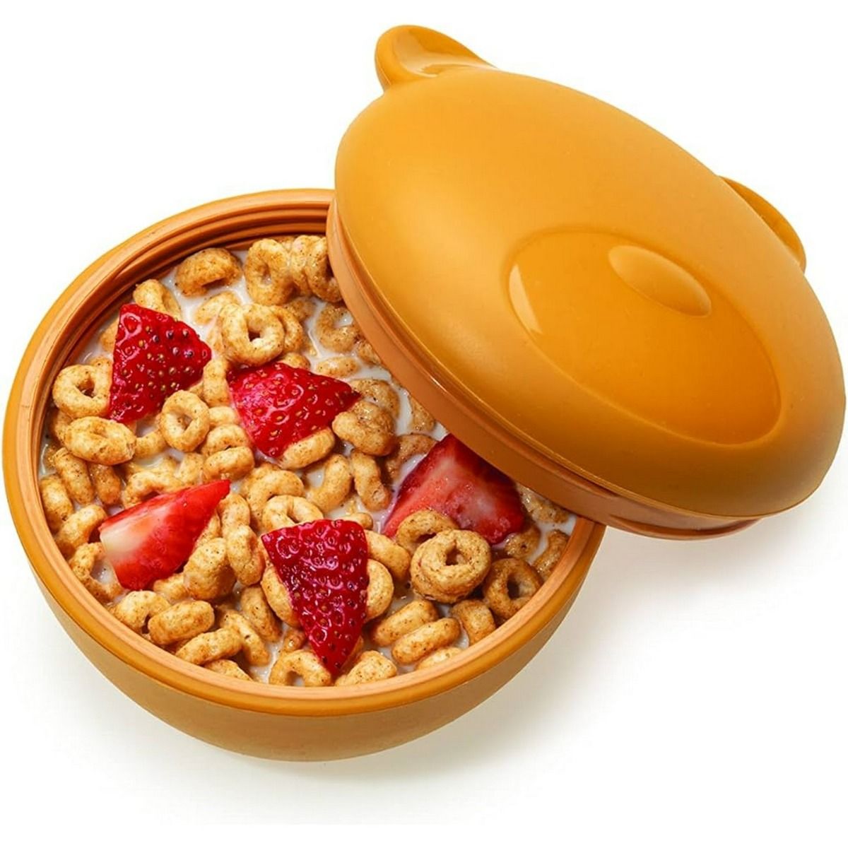 Melii Silicone Bowl with Lid & Utensils - Bear Brown