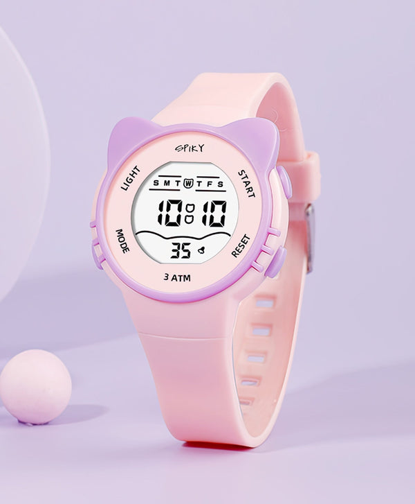 Spiky Eva12 Cat Shaped Sports Digital Watch - Pink