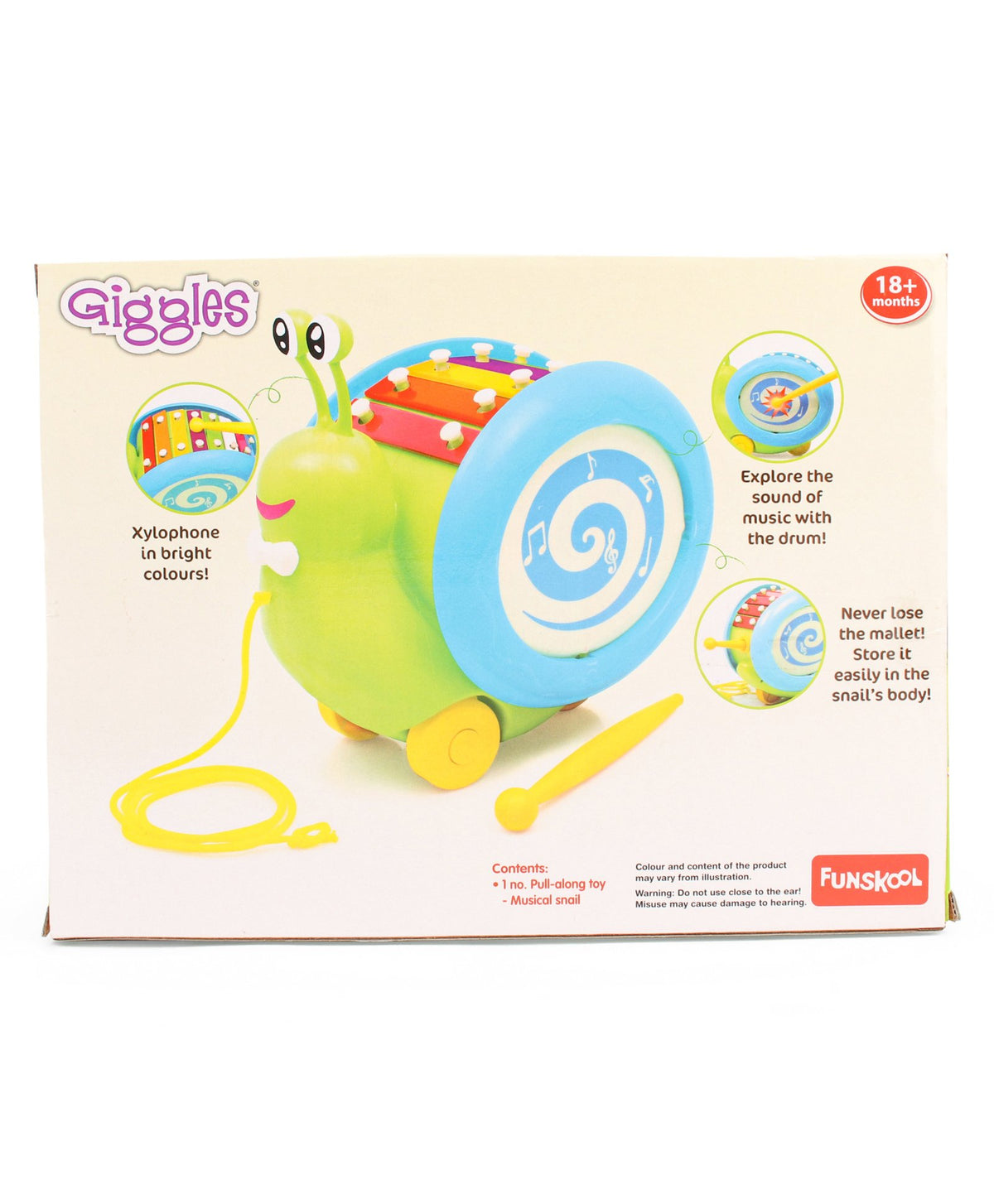 Giggles Pull Along Musical Toy Snail 12M+ – Multicolor