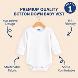 Hopop Baby Cotton Round Neck Full Sleeve Romper Pack of 1 - White