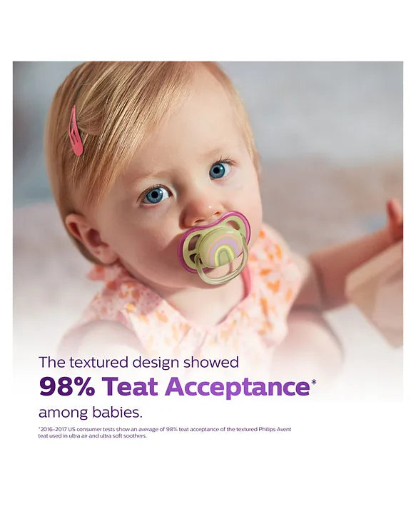 Philips Avent Ultra Air Soother 0–6 Months – Green & Purple | Pack of 2
