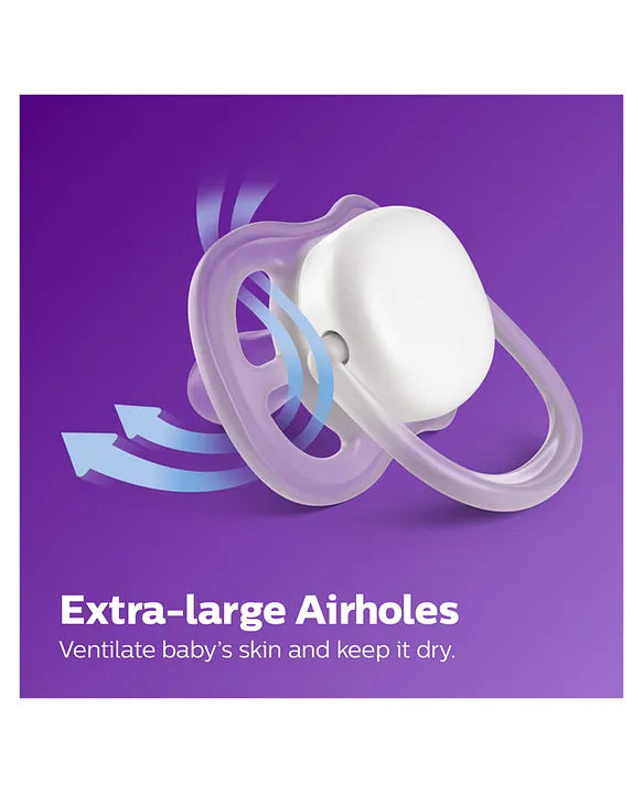 Philips Avent Ultra Air Soother 0–6 Months – Green & Purple | Pack of 2