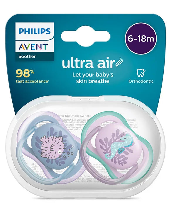 Philips Avent Ultra Air Soother SCF085/61 – 6–18 Months, Pack of 2