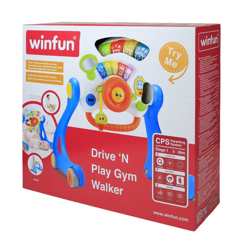 Winfun Drive 'N Play 5-in-1 Baby Activity Gym Walker with Musical Piano 3-36M