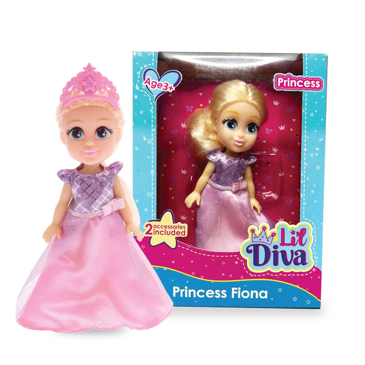 Li'l Diva Princess Fiona Doll 6 Inch Multicolor