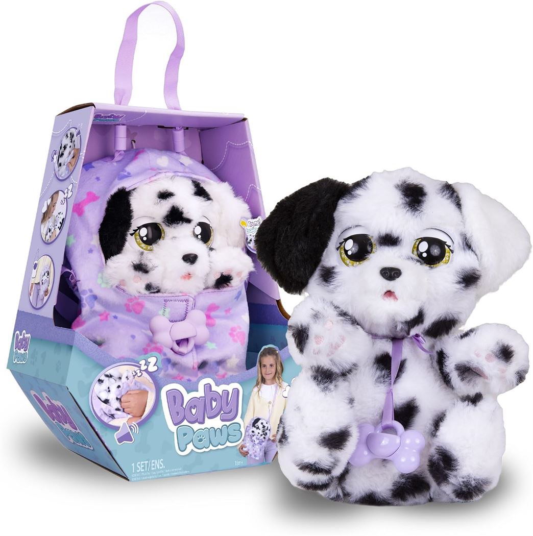 Baby Paws Dalmatian Interactive Plush Puppy with Pacifier & Carry Bag