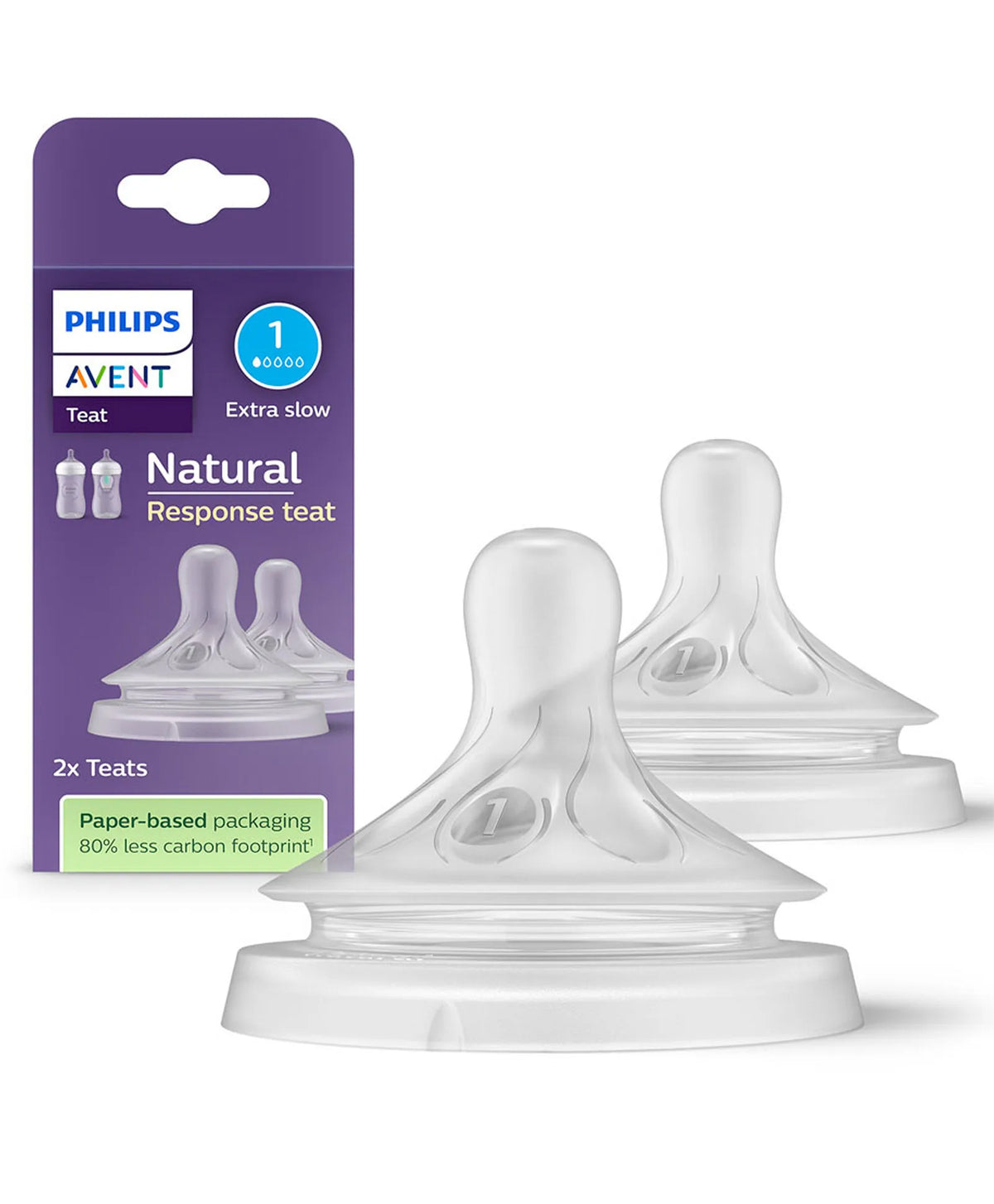 Philips Avent Natural Response Extra Slow Flow Nipples SCY961/02 – Pack of 2