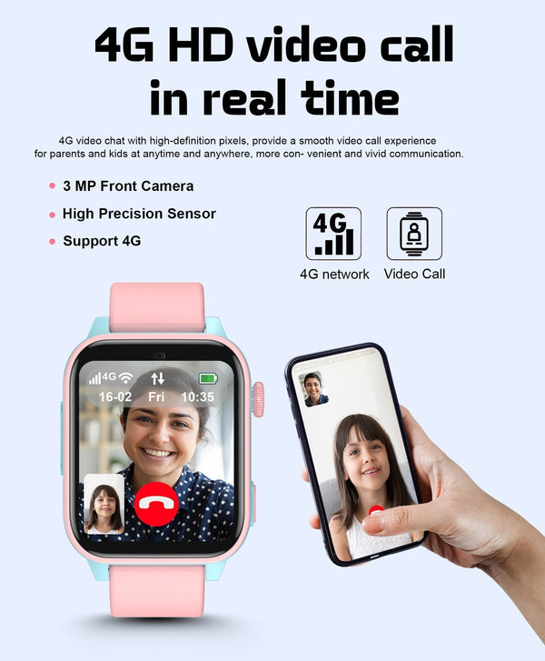 Spiky GNOME 4g Video & Voice Calling Smartwatch with - Pink