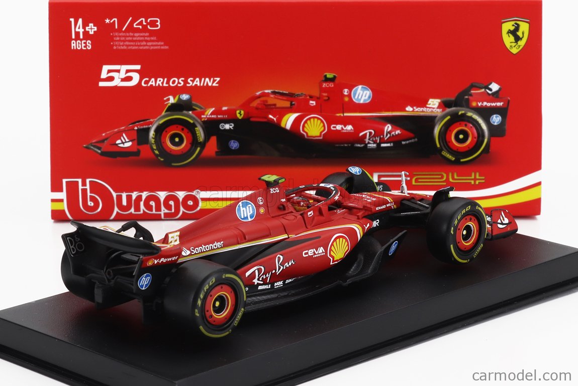 Bburago 1/43 Scale Model Ferrari SF24 16 Compatible with Charles Leclerc 2024 Race Formula
