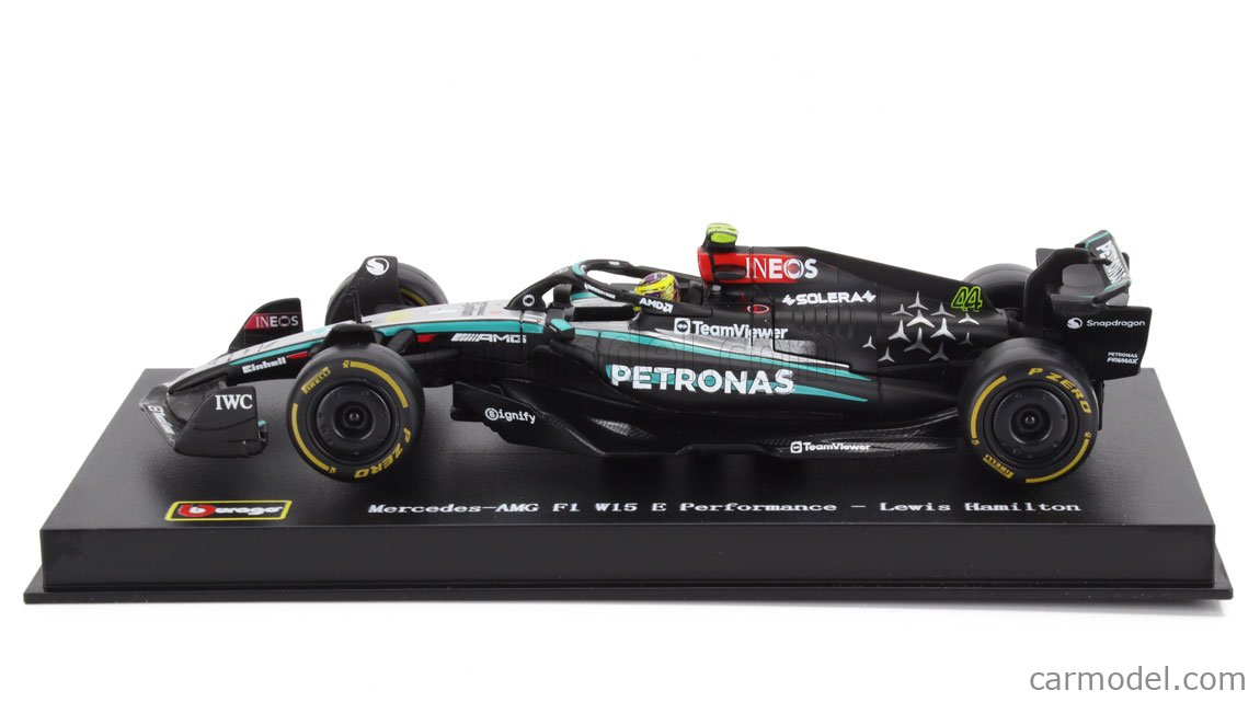 Bburago 1:43 F1 Mercedes AMG W15 2024 With Helmet Lewis Hamilton Race Car
