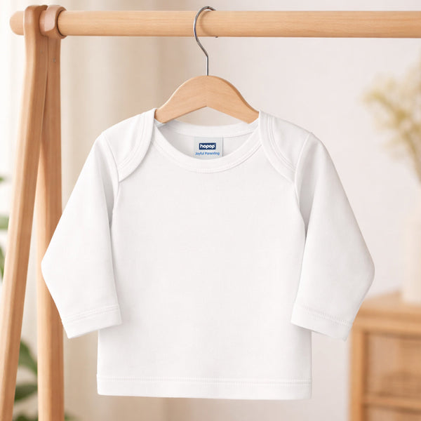 Hopop Envelope Neck Full Sleeve Cotton Vest - White