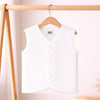 Hopop Front Open Sleeveless Cotton Vest - White