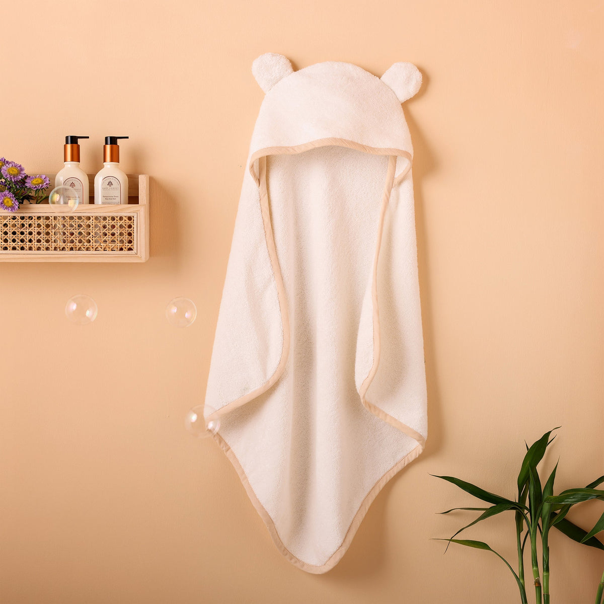 Baby Forest Somya Aanchal Bamboo Cotton Hooded Baby Towel – White