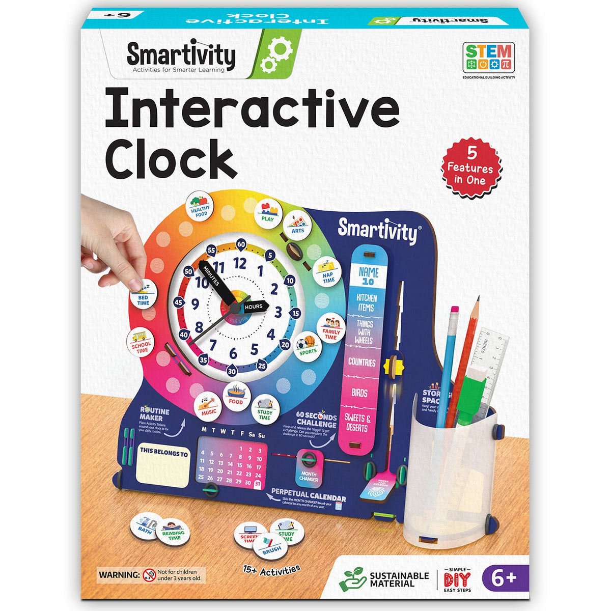 Smartivity DIY Interactive Clock STEM Learning Kit with Desk Organiser 6Y+