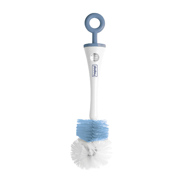 Hopop Bottle & Nipple Cleaning Brush with Grooved Handle & Easy Hanging Storage 2-in-1 Blue