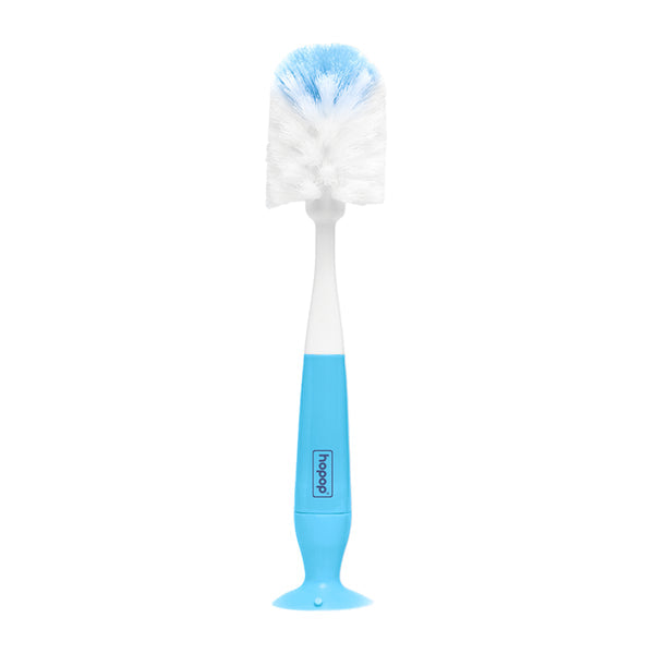 Hopop 2-in-1 Bottle & Nipple Cleaning Brush Grooved Handle with Suction Base One Size – Blue