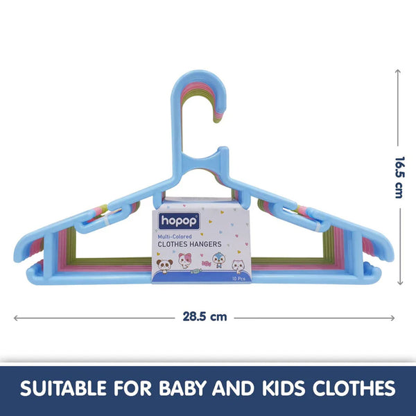 Hopop Plastic Clothes Hangers for Baby & Kids Pack of 10 Multicolored
