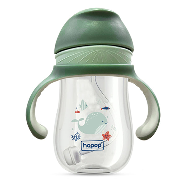 Hopop Soft Silicone Straw Sipper Cup 240 ml Green