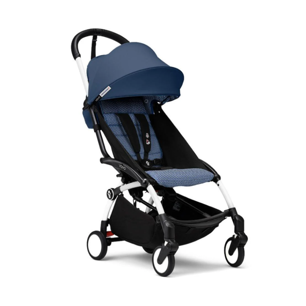 Babyzen Stroller YOYO³ with 6+ Color Pack - White Frame - Air France Blue