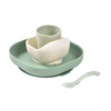 Béaba 4-Piece Silicone Dinner Set 4M+ – Sage Green / Misty Green