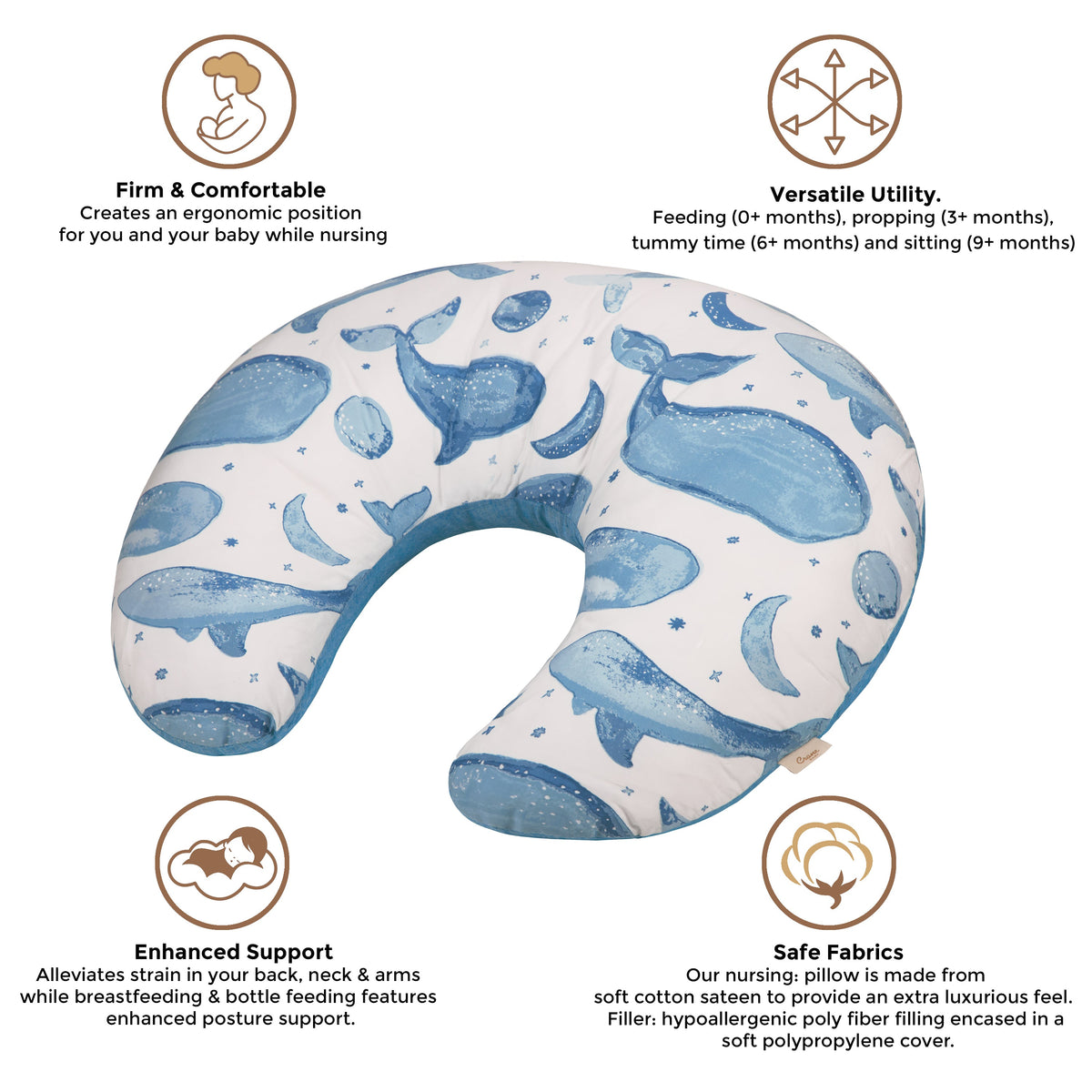 Crane Baby Feeding & Nursing Pillow 66 × 51 × 13 cm Caspian Whale