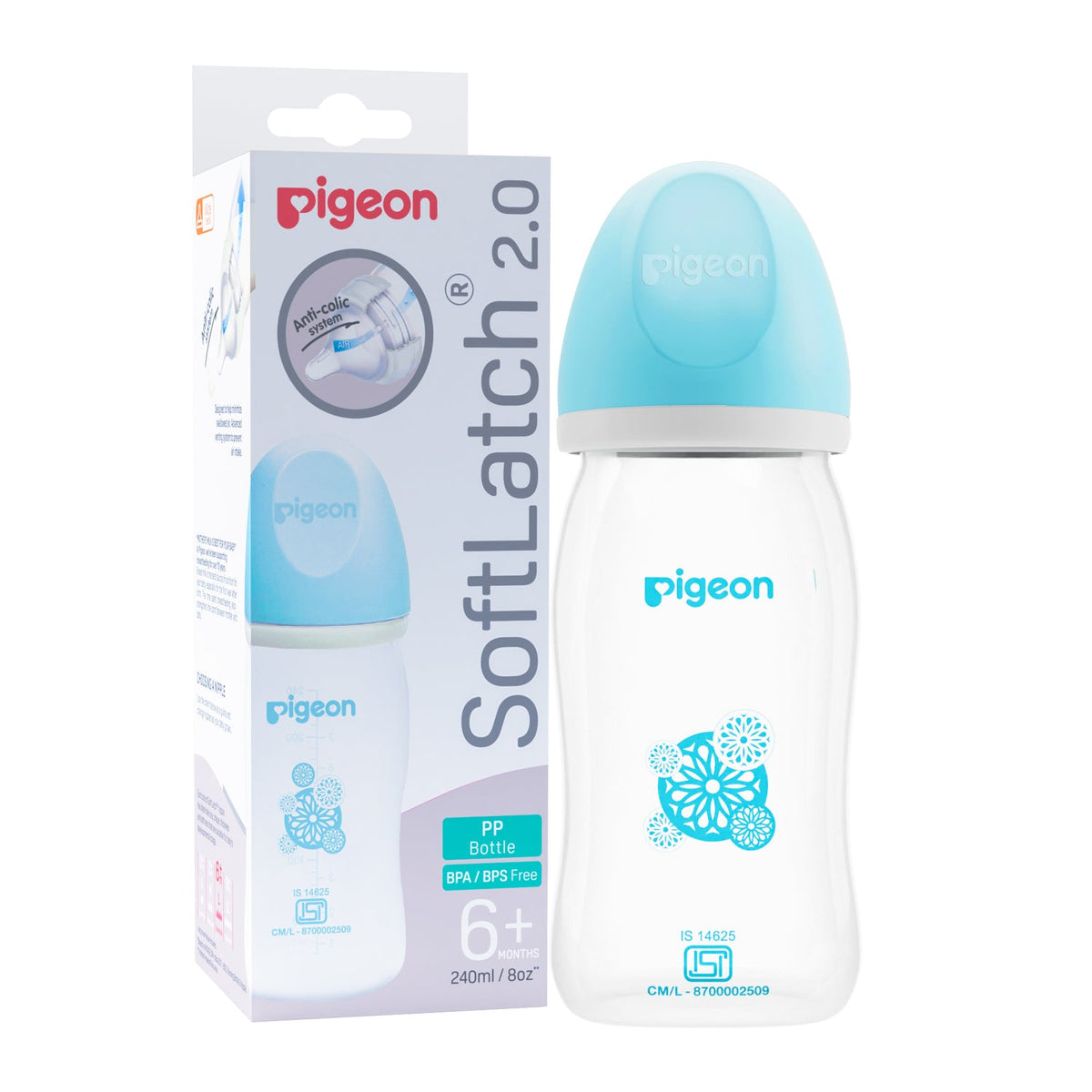 Pigeon Softlatch 2.0 Nursing bottle 240ml - Blue
