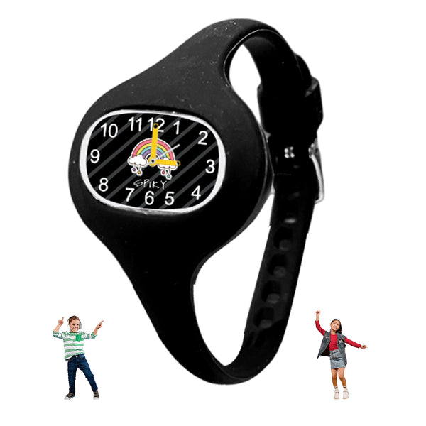 Spiky ALIEN Unique Oval Stylish Analog Kids Watch - Black