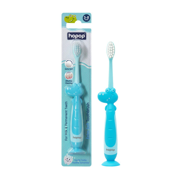 Hopop Kids Toothbrush for 3–8 Years | Extra Soft Bristles | Crocodile Design