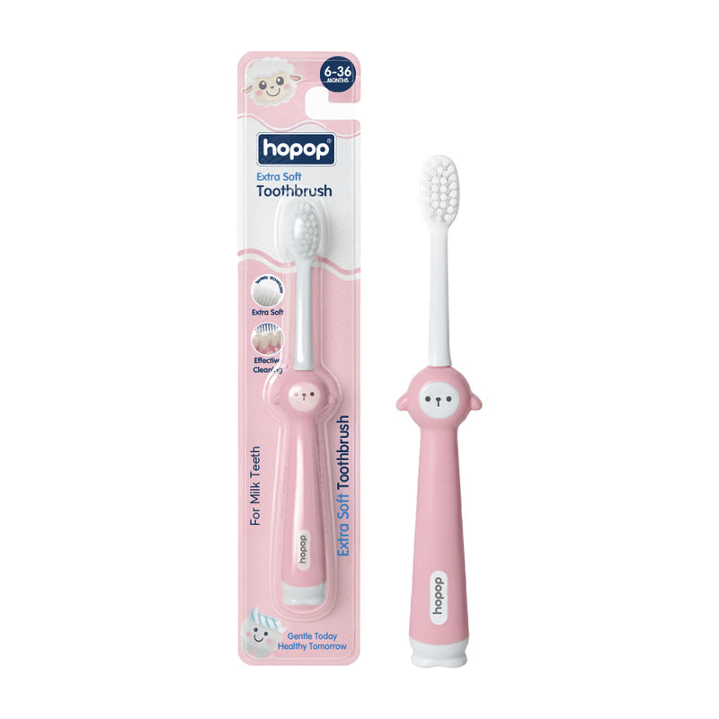 Hopop Baby Toothbrush Soft Lama Design 6–36M – Pink