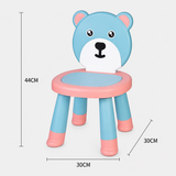 YOMH Cute Bear Kids Chair With Anti-Slip Legs - Peach & Blue
