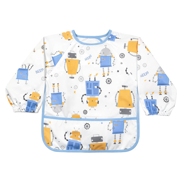 Hopop Waterproof Full Sleeve Baby Bib with Food Catcher Pocket – Apron Style - Assorted Print