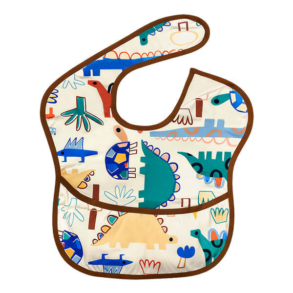 HopopEasy-Clean Waterproof Baby Bib with Food Catcher Pocket Asorted