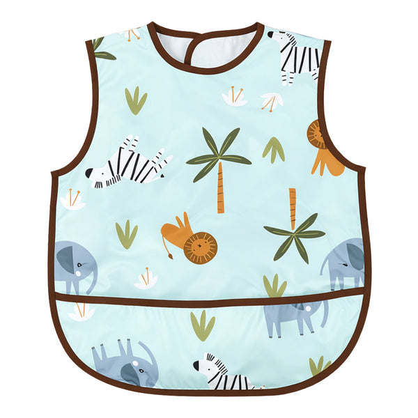 HopopEasy-Clean Waterproof Baby Bib with Food Catcher Pocket Asorted