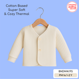 Babiano Cotton-Blend Front-Open Full-Sleeve Thermal Vest - Cream