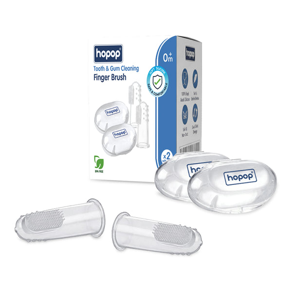 Hopop Silicone Baby Finger Toothbrush with Case - Pack of 2