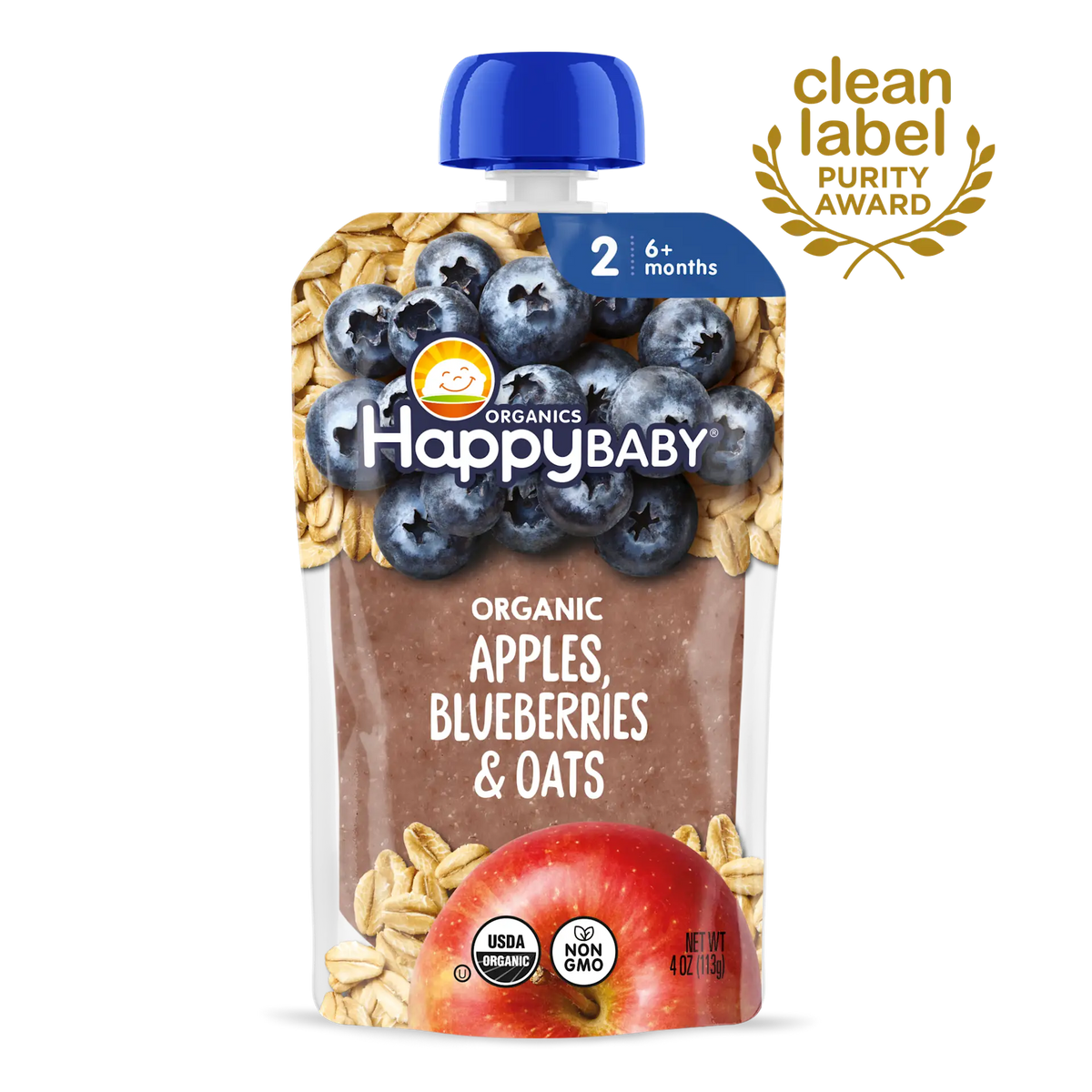 HappyBABY Organic Apples,Blueberry & Oats