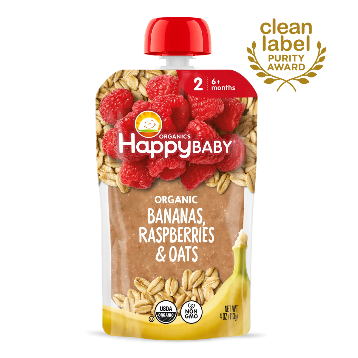 HappyBABY Organic Banana,Raspberries & Oats